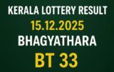 Kerala Lottery Result 15.12.2025 Bhagyathara BT 33 Lottery Results 3 PM